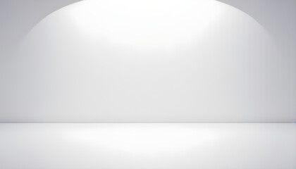 Empty white studio background with single spotlight shining on wall