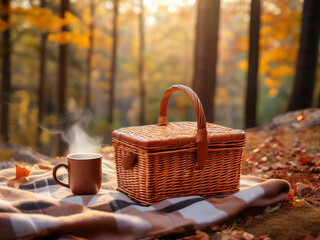 picnic basket in the forest