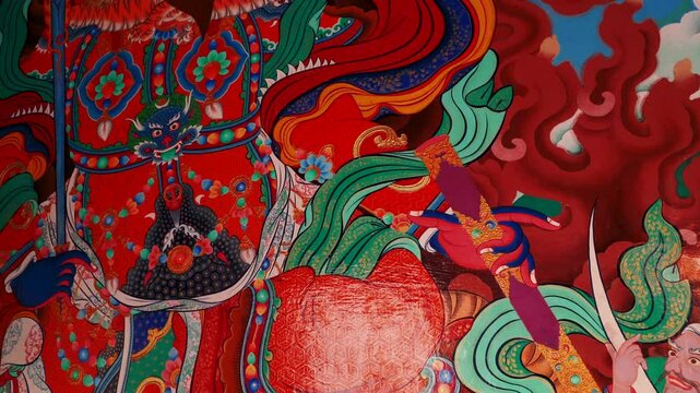 Buddhist Art- Intricate Murals in Thiksey Monastery, Leh Ladakh India (4 October 2024 )