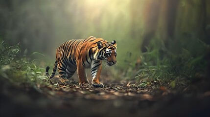 Obraz premium Majestic Bengal Tiger in Natural Habitat