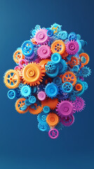 The concept of engineer education, gears and cogs composition isometric 3D vector illustration, studying science at university, and learning engineering.