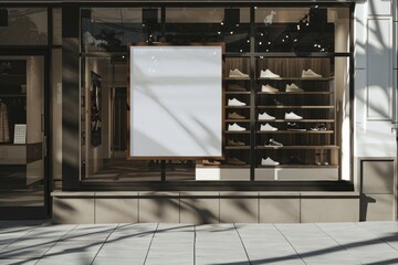 Minimal sign shoes shop mockup furniture clothing footwear.