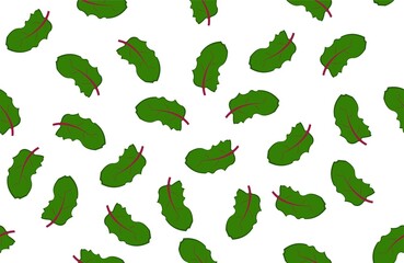 white background with green beet leaves seamless pattern