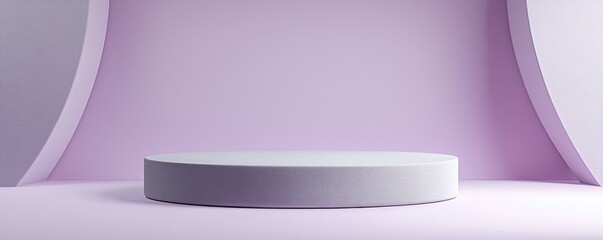 A minimalist showcase display on a pastel purple background, perfect for product presentations and creative designs