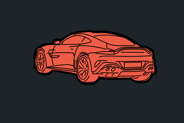 Hand drawn car outline vector image. Vehicle art.
