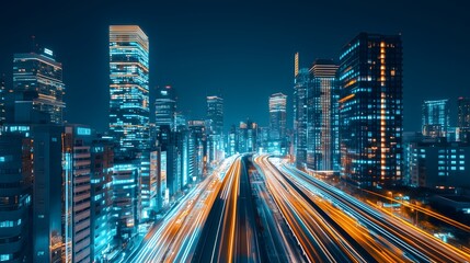 Fototapeta premium Urban Life Driven by AI in a Tech-Savvy Cityscape