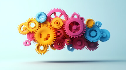 The concept of engineer education, gears and cogs composition isometric 3D vector illustration, studying science at university, and learning engineering.