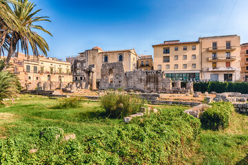 Temple of Apollo, landmark on Ortygia Island, Syracuse, Sicily, Italy