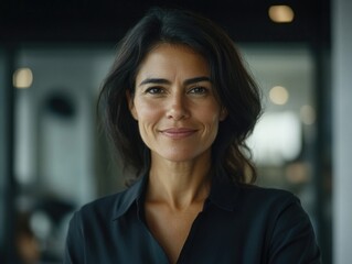 Naklejka premium Professional Portrait of a Businesswoman in Office Environment