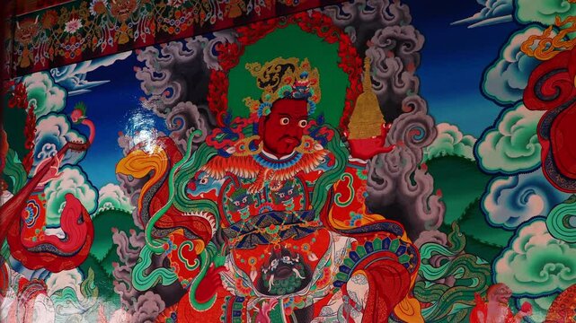 Buddhist Art- Intricate Murals in Thiksey Monastery, Leh Ladakh India (4 October 2024 )
