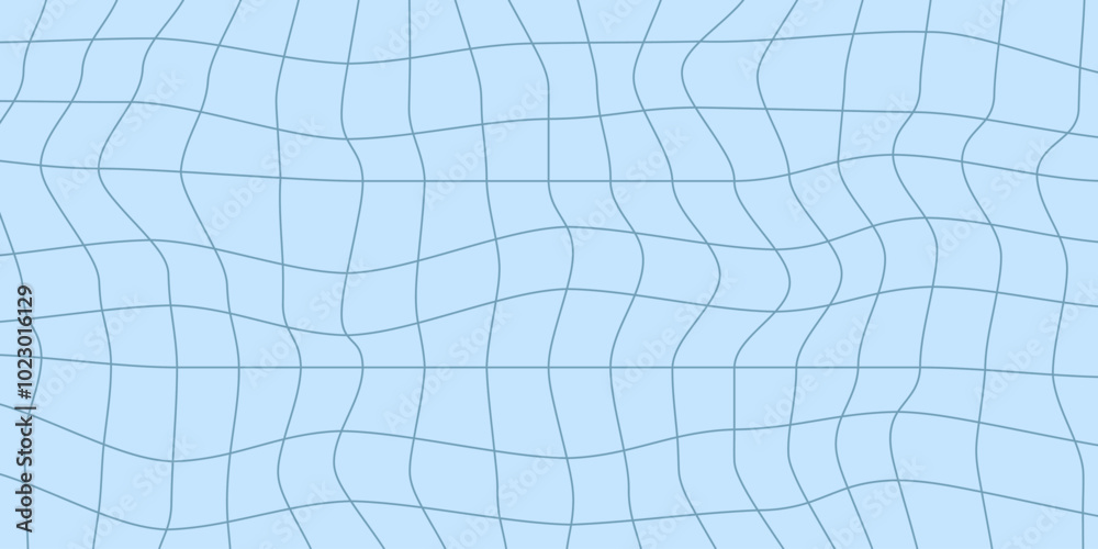Aufkleber Twisted checkered linear background. Abstract vector pattern. Blue colors. Retro wavy checkerboard
