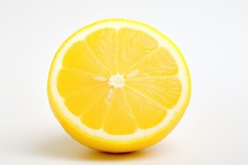 Fresh Lemon Slice on Clean White Background