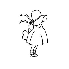 Girls vector illustration coloring book for kids