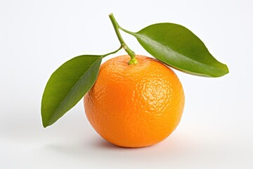 Fresh Clementine with Leaves on White Background