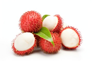 Fresh Rambutan Fruits on White Background