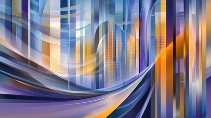 An abstract composition featuring flowing lines and vibrant colors, evoking movement and energy.