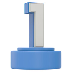 Blue Number 1 On The Podium 3D Render