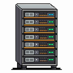 Fototapeta premium Pixel Art Server Rack Illustration Retro Style Vector with Technology Theme