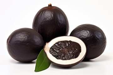 Fototapeta premium Black Sapote with White Interior on Clean Background