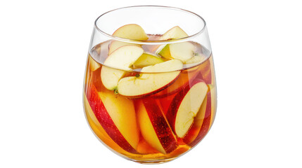 Apple Cider Sangria, vibrant and clear, showcased isolated on white.