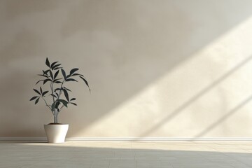 Plant silhouette wall architecture vase.