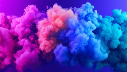 Fototapeta premium Vibrant clouds of colorful smoke create a mesmerizing abstract background in shades of pink, purple, and blue.