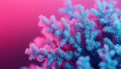 Fototapeta premium Vibrant coral reef under colorful light, showcasing intricate details of marine life in a stunning underwater environment.