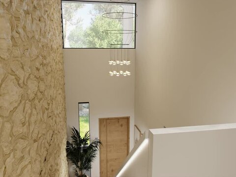 casa moderna de lujo con ba&ntilde;os modernos y zona de entrada con gran altura y estilo mediterraneo 