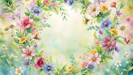 This exquisite watercolor frame showcases a wildflower wreath, highlighting beautiful floral product photography that celebrates the charm and vibrancy of nature's blooms.