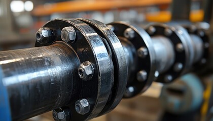 Detailed view of pipe fitting installation for secure connections in industrial setting