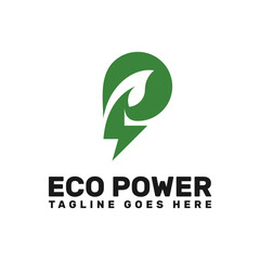This is a template for a logo that represents eco power. The logo is a stylized letter P. It is meant to evoke a natural resource of energy.