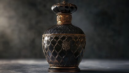 Elegant perfume bottle mockup with intricate design displayed indoors