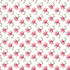 Japanese sakura for wallpaper design. Romantic background. Floral seamless pattern. Summer banner. Watercolor fantasy flower peach color