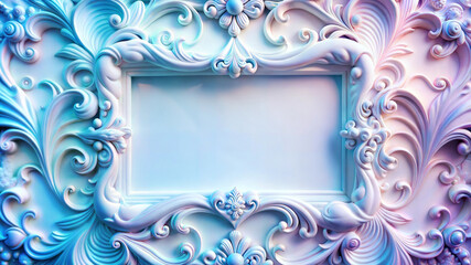 Antique plaster light photo frame with floral ornament, copying the space