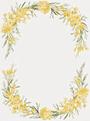 Blank wedding invitation surrounded by watercolor flowers.