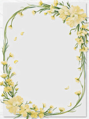 Obraz premium Blank wedding card adorned with floral illustrations.