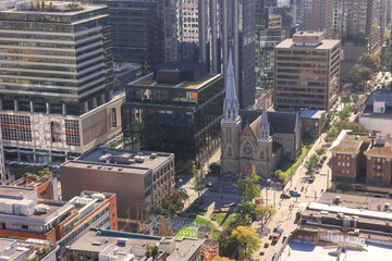 high angle view of the cathedral of our lady of the holy roseary in Vancouver downtown