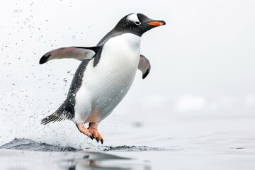 Naklejka premium Penguin leaping from water