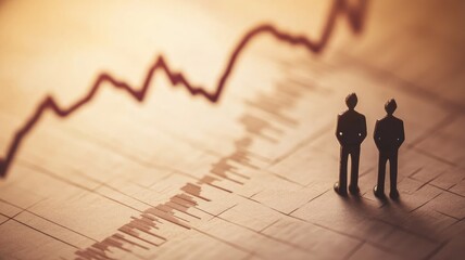 Graph with upward trend and two silhouetted figures