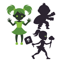 Playing girl sihlouette