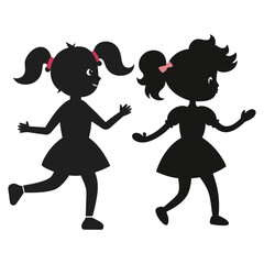 Playing girl sihlouette