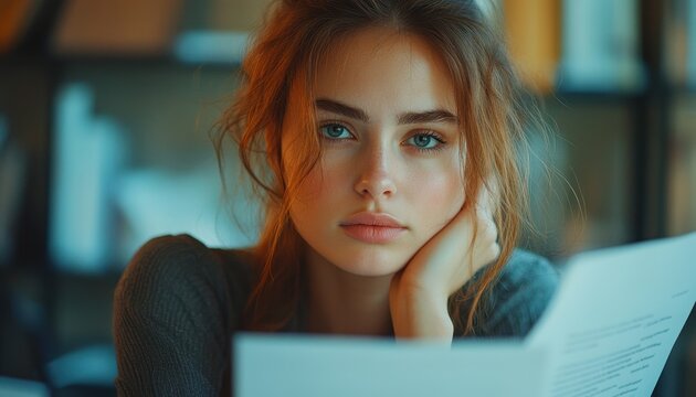 Stressed businesswoman feeling overwhelmed and burnt out while working in a modern office setting