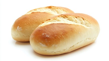 A variety of different types of fresh bread and pastries on a white background. It represents baking, wholesome food, and a bakery assortment.