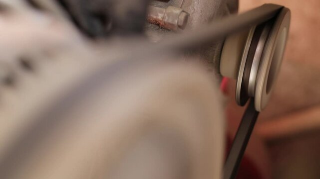 The air compressor unit rotates