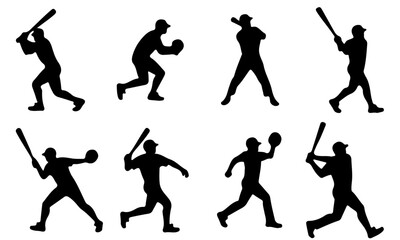 Baseball Players Silhouettes