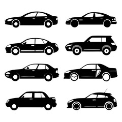 Fototapeta premium Zip car set black silhouette vector illustration zip car collection