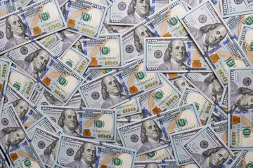 US 100 dollar banknotes background