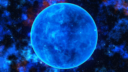 Space background. Flight in space with imitation of galaxies and nebulae. Stunning galaxy. Night sky with stars and nebulae. Bright planet. Science and technology of 3D rendering