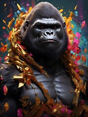 Obraz premium Primal Power: NFT Portrait of a Majestic Gorilla