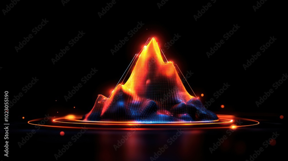 Aufkleber Dynamic 3D Visualization of a Mountainous Terrain in a Futuristic Style
